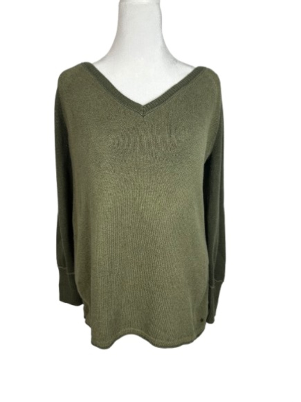 Eddie Bauer Olive Green V-Neck Women's Sweater Size L